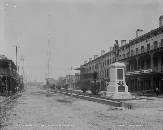 Historic view near the eastern end of Government Street, between Water and Royal Streets, circa 1900.
