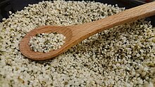 Dehulled hemp seeds (food) containing about 10g of hemp protein per 30g serving Hemp Seeds protein1.jpg