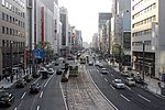 Hiroshima-trams in het gebied Kamiyacho-Hatchobori