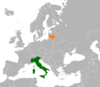 نقشهٔ موقعیت ایتالیا و لیتوانی.