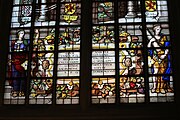 English: Detail of the stained-glass window number 3 in the Sint Janskerk at Gouda, Netherlands: "The maiden of Dordrecht"