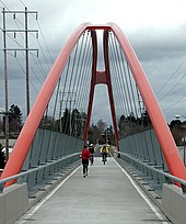 A pedestrian and bicycle bridge over S.E. McLoughlin Boulevard in Portland. Johnsoncreek2.jpg