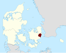 Køge Bugt marked in red