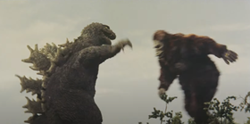 Godzilla peleando con King Kong.