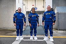 Fincke (left) with Sunita Williams (center) and Barry Wilmore (right) as they prepare to test the Starliner crew module. KSC-20221018-PH KLS01 0222.jpg