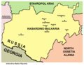 Map of Kabardino-Balkaria (Кабардино-Балкарская Республика/Къэбэрдей-Балъкъэр Республикэ/Къабарты-Малкъар Республика