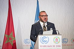 Mohammed VI of Morocco speaking at the COP22 climate summit held in Marrakech. King Mohammed VI.jpg