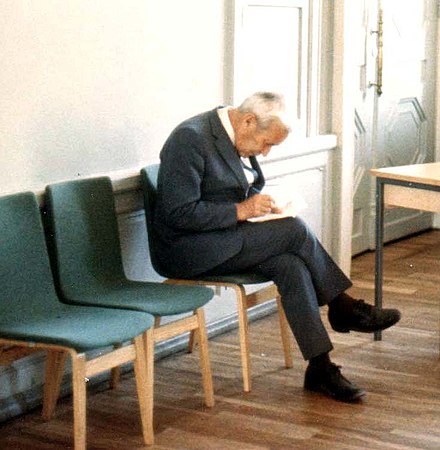 Kolmogorov works on his talk (Tallinn, 1973).