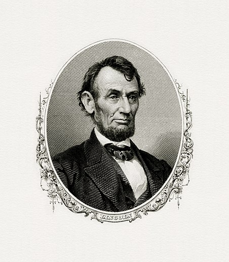 Bureau of Engraving and Printing portrait of Lincoln as president