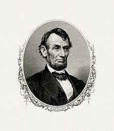 Buro des Gravur- und Druckportrats von Lincoln als Prasident