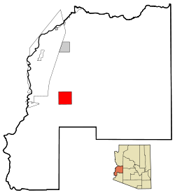 موقعیت شهرک "کوارتزسایت" در شهرستان لا پاز و ایالت آریزونا