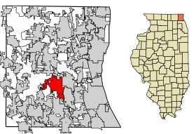 Lake County Illinois Incorporated and Unincorporated areas Mundelein Highlighted.svg