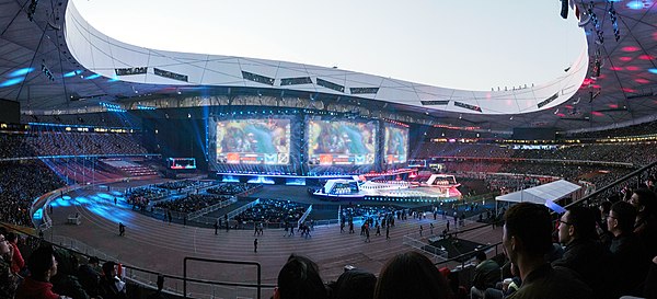 The stage for the 2017 League of Legends World Championship Finals held in the Beijing National Stadium, China