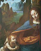 La Vierge aux rochers (1483-1486), de Leonardo: paisaje de montaña típico introducido por los pintores renacentistas como fondo