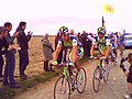 Frederik Willems et Filippo Pozzato (Liquigas) lors du Paris-Roubaix 2008