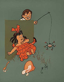 Детское стихотворение "Маленькая мисс Маффет", в котором главную героиню "пугает" паук.
