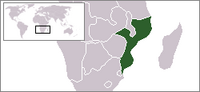 Carte de localisation du Mozambique sur le continent africain.