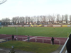 Het Ludwig-Jahn-Stadion in Ludwigsburg tijdens een wedstrijd van SpVgg 07 Ludwigsburg in november 2011