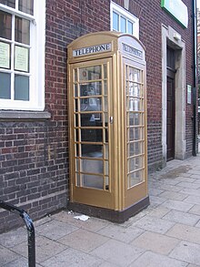 Gold telephone box near St Paul's Boxing Club, Hull commemorating Campbell's gold medal at the 2012 Summer Olympics. Luke Campbell Gold Telephone Box 2.jpg