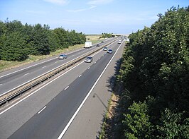 De M11 bij Duxford richting Cambridge