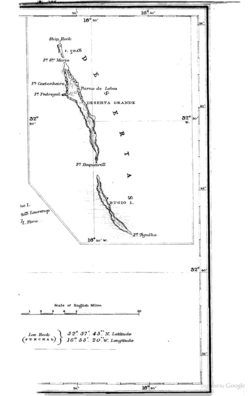 Kaart vun den Ilhas Desertas vun 1851