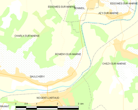 Mapa obce Romeny-sur-Marne