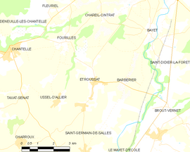 Mapa obce Étroussat