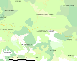 Mapa obce Caunette-sur-Lauquet