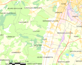 Mapa obce Couchey