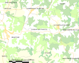 Mapa obce Condat-sur-Trincou