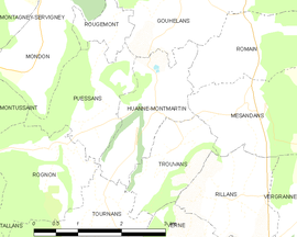 Mapa obce Huanne-Montmartin
