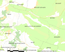 Mapa obce Saint-Just-et-Vacquières