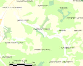 Mapa obce Charmes-la-Grande