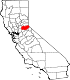 Harta statului California indicând comitatul El Dorado