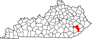 Kaart van Kentucky met de nadruk op Perry County