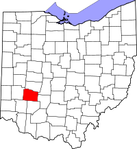 Locatie van Greene County in Ohio