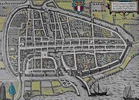 Kaart van Rotterdam in 1588