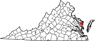 Locatie van Lancaster County in Virginia