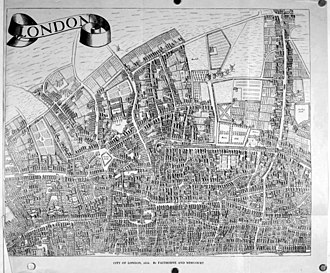 Map of London; William Faithorne (engraver), Richard Newcourt (draughtsman) Maps Of Old London Faithorne.jpg