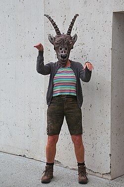 Woman with capricorn mask, National Park Center, Zernez, Switzerland