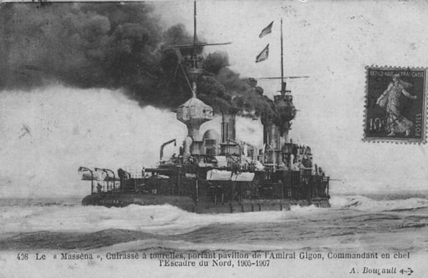 A postcard showing Masséna at sea