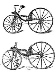 McCall's first (top) and improved velocipede of 1869, later predated to 1839 and attributed to MacMillan