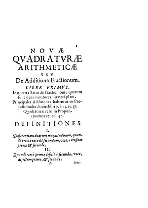 Mengoli - Novae quadraturae arithmeticae, seu De additione fractionum, 1650 - 854958.jpg