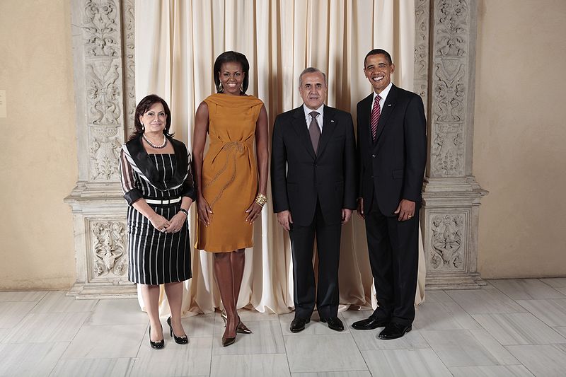 File:Michel Sleiman with Obamas.jpg