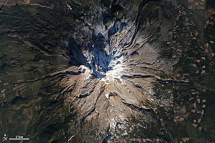 Satellite image of Mount Shasta in California, January 2014