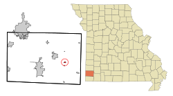 Newton County Missouri Incorporated and Unincorporated areas Newtonia Highlighted.svg