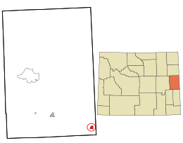 Location in Niobrara County and the state of Wyoming.