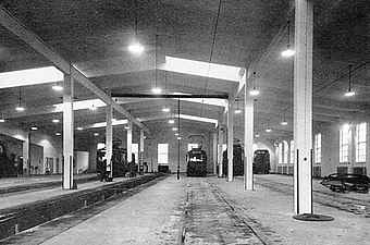 Norra Lidingöbanans nya vagnhall 1949.