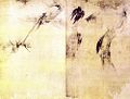 Oiseaux sur une branche de pin (1533-1615) par le peintre japonais Kaihō Yūshō
