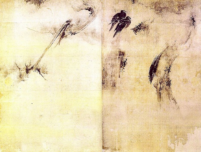 File:Oiseaux sur une branche de pin (1533-1615) par le peintre japonais Kaihō Yūshō.jpg